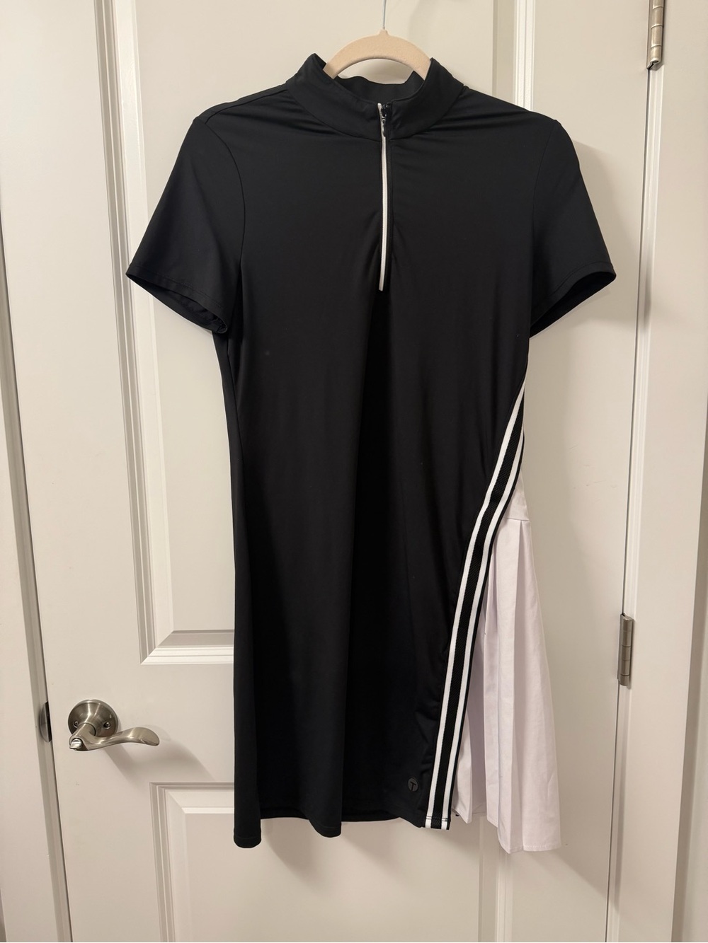 Tribal Black and White Short Sleeve Zip-Front Dress
